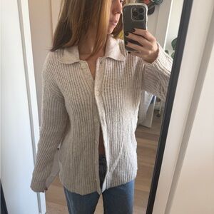 Cute Boutique Oatmeal Button-Up Cardigan